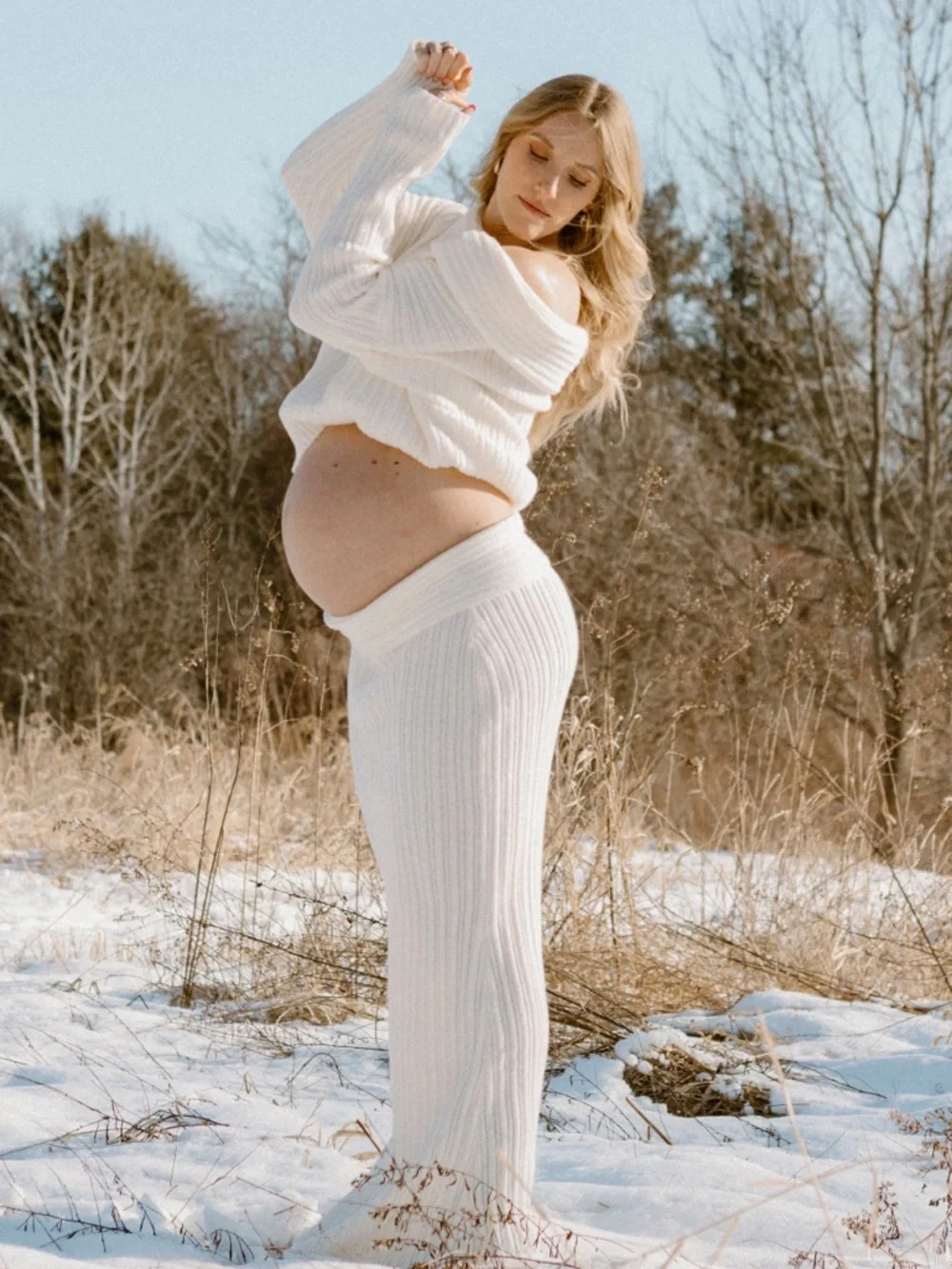 Ivory Ribbed Maternity Knit Set - Picture 2 of 3